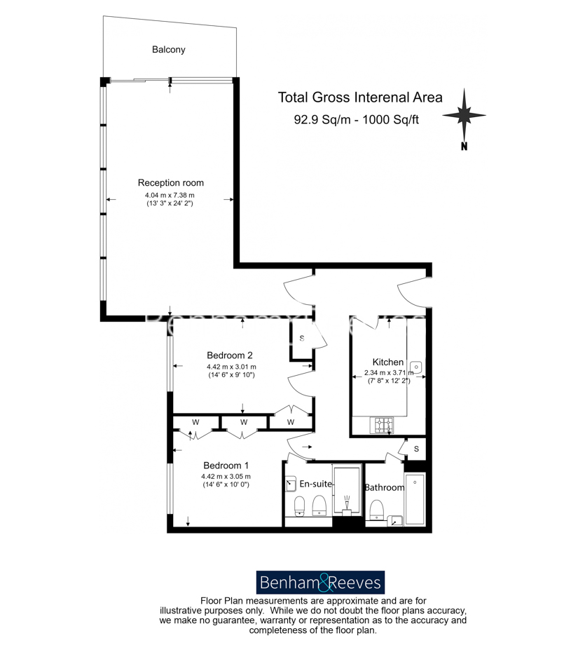 1  bedroom flat to rent in Townmead Road, Imperial Wharf, SW6-Floorplan