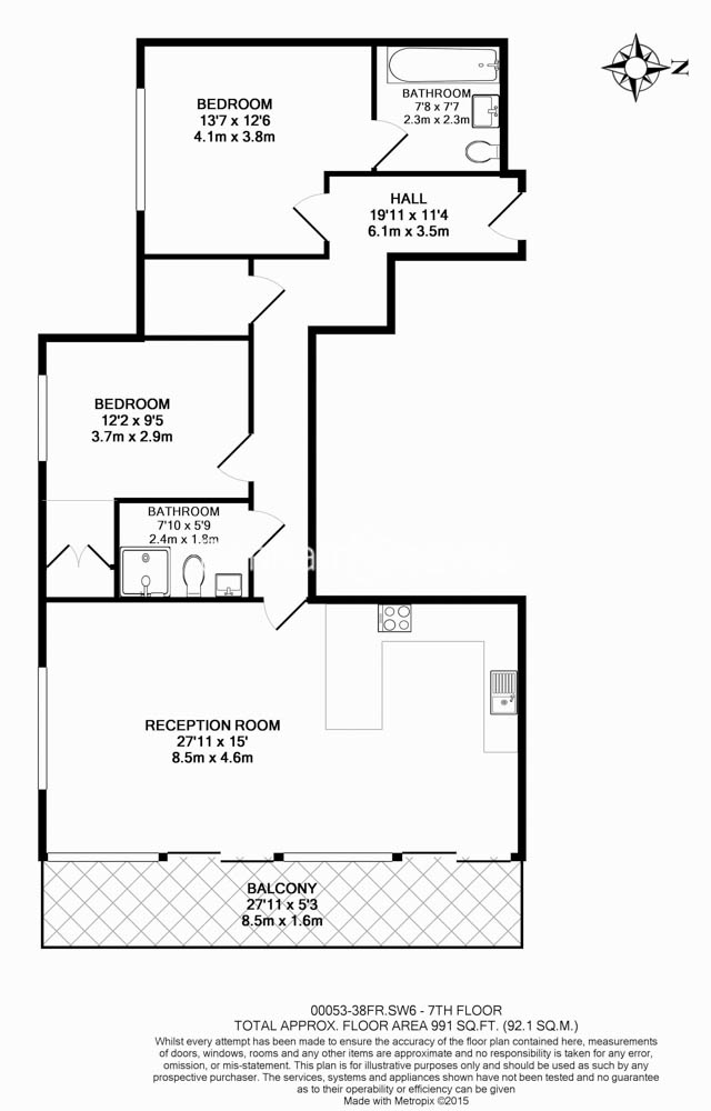 2  bedrooms flat to rent in Central Avenue, Fulham, SW6-Floorplan