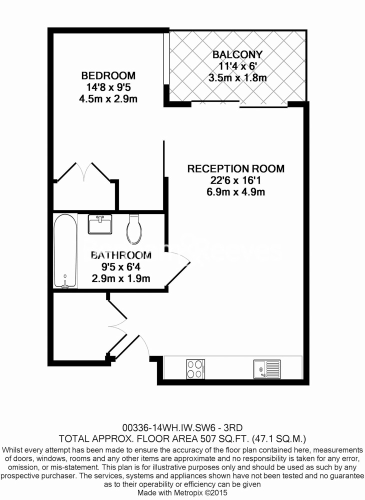 1 bedroom flat to rent in Thurstan Street, Fulham, SW6-Floorplan