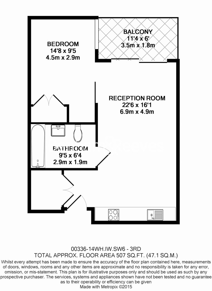 1  bedroom flat to rent in Thurstan Street, Fulham, SW6-Floorplan