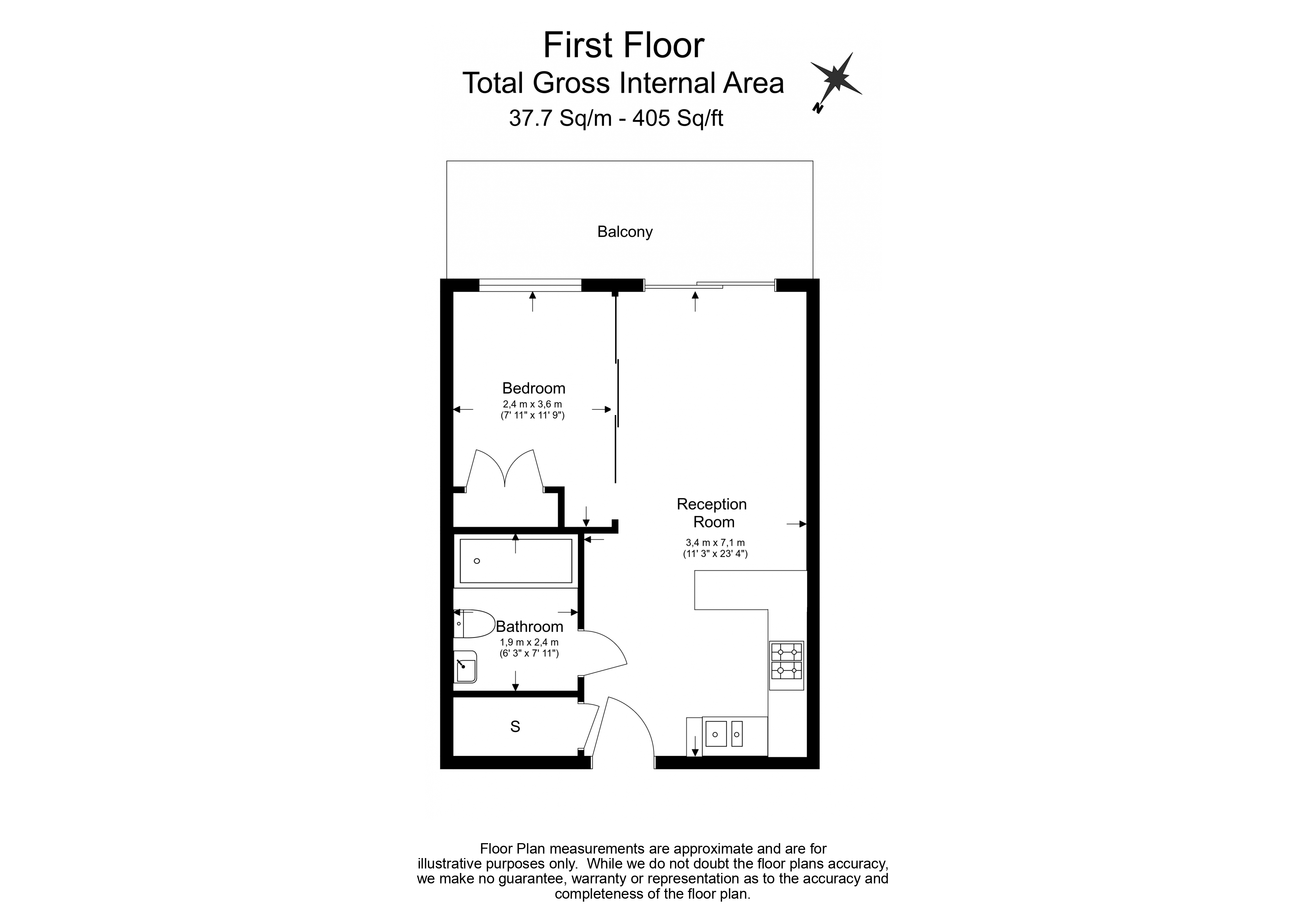Studio flat to rent in Park Street, Fulham, SW6-Floorplan