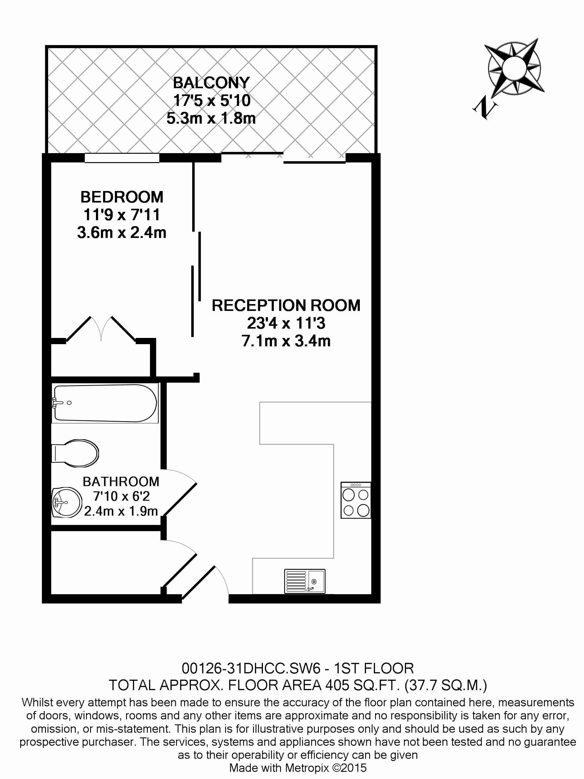 Studio flat to rent in Park Street, Fulham, SW6-Floorplan