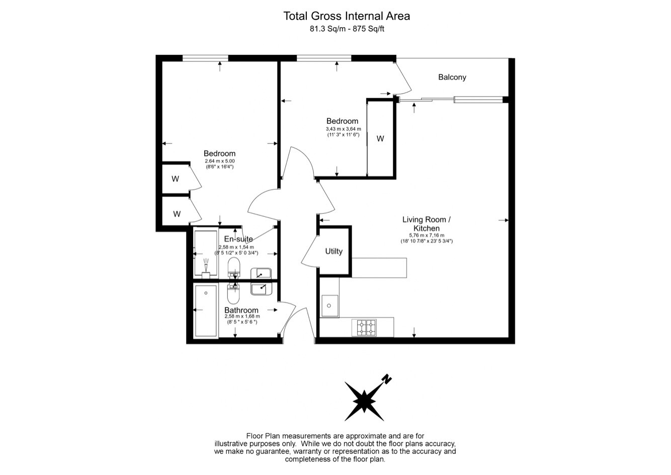2 bedrooms flat to rent in Park Street, Fulham, SW6-Floorplan