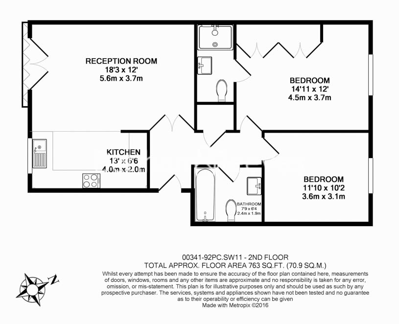 2  bedrooms flat to rent in Cotton Row, Battersea, SW11-Floorplan