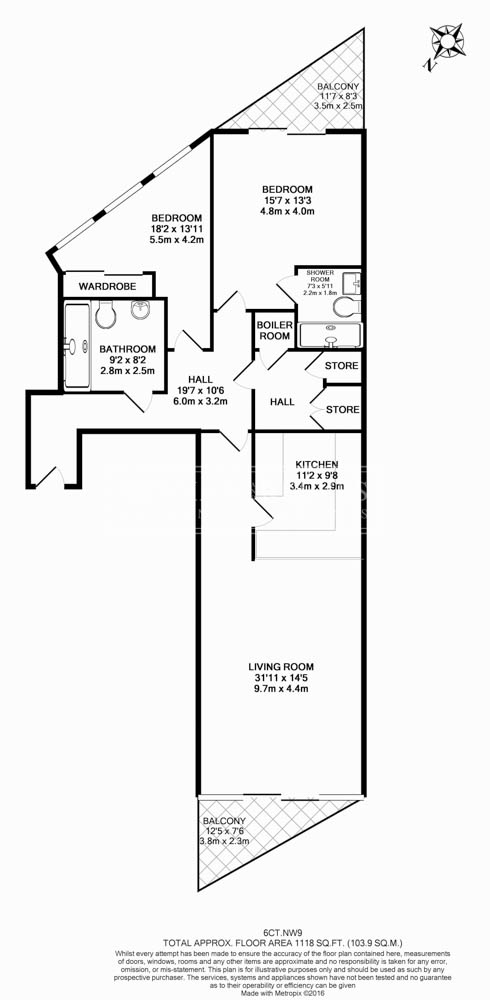 2 bedrooms flat to rent in Park Street, Fulham, SW6-Floorplan