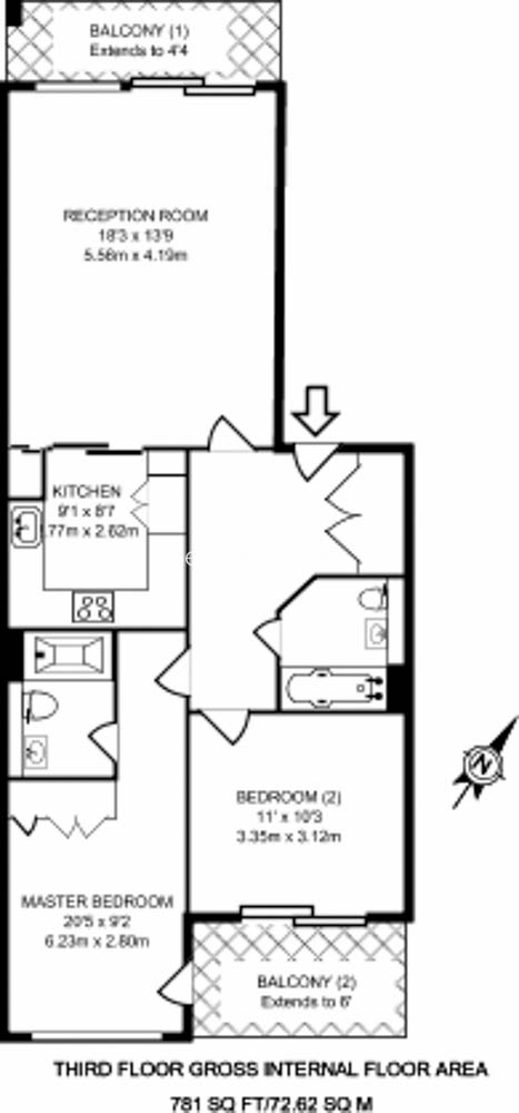2  bedrooms flat to rent in Regal House, Imperial Wharf, SW6-Floorplan