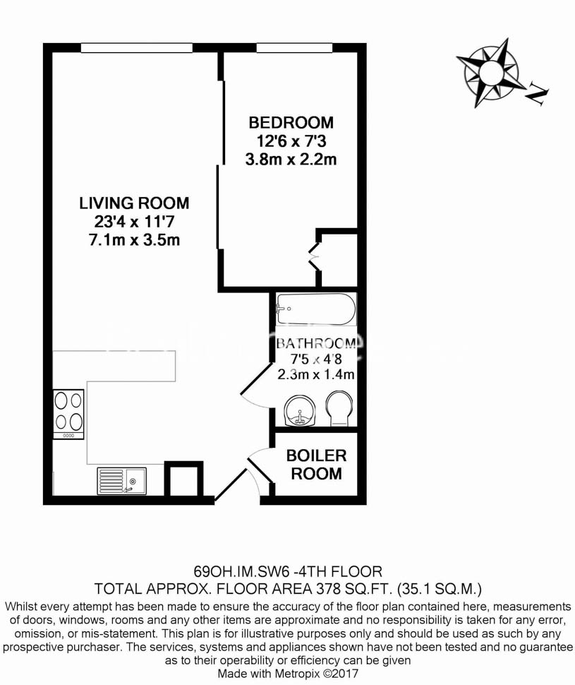 Studio flat to rent in Townmead Road, Imperial Wharf, SW6-Floorplan