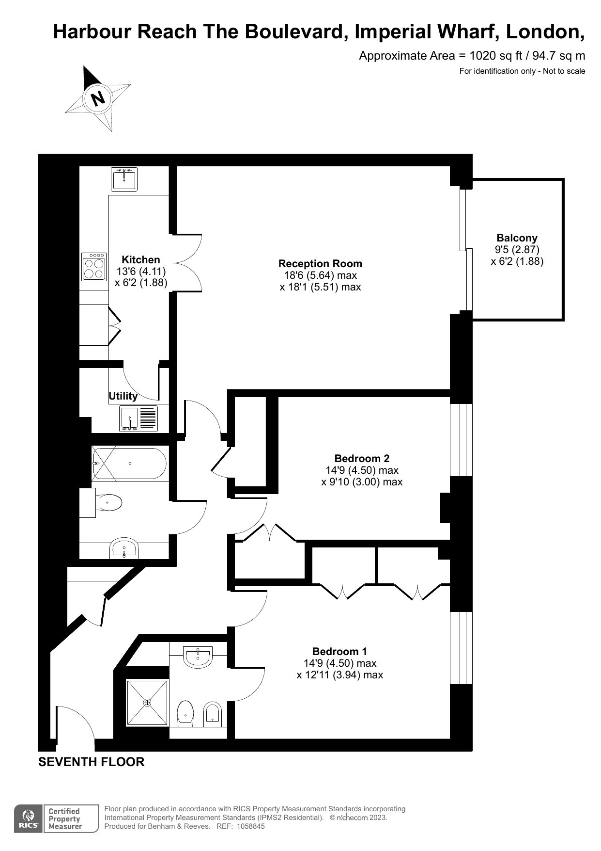 2  bedrooms flat to rent in The Boulevard, Imperial Wharf, SW6-Floorplan