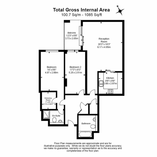 2  bedrooms flat to rent in Fountain House, Imperial Wharf, SW6-Floorplan
