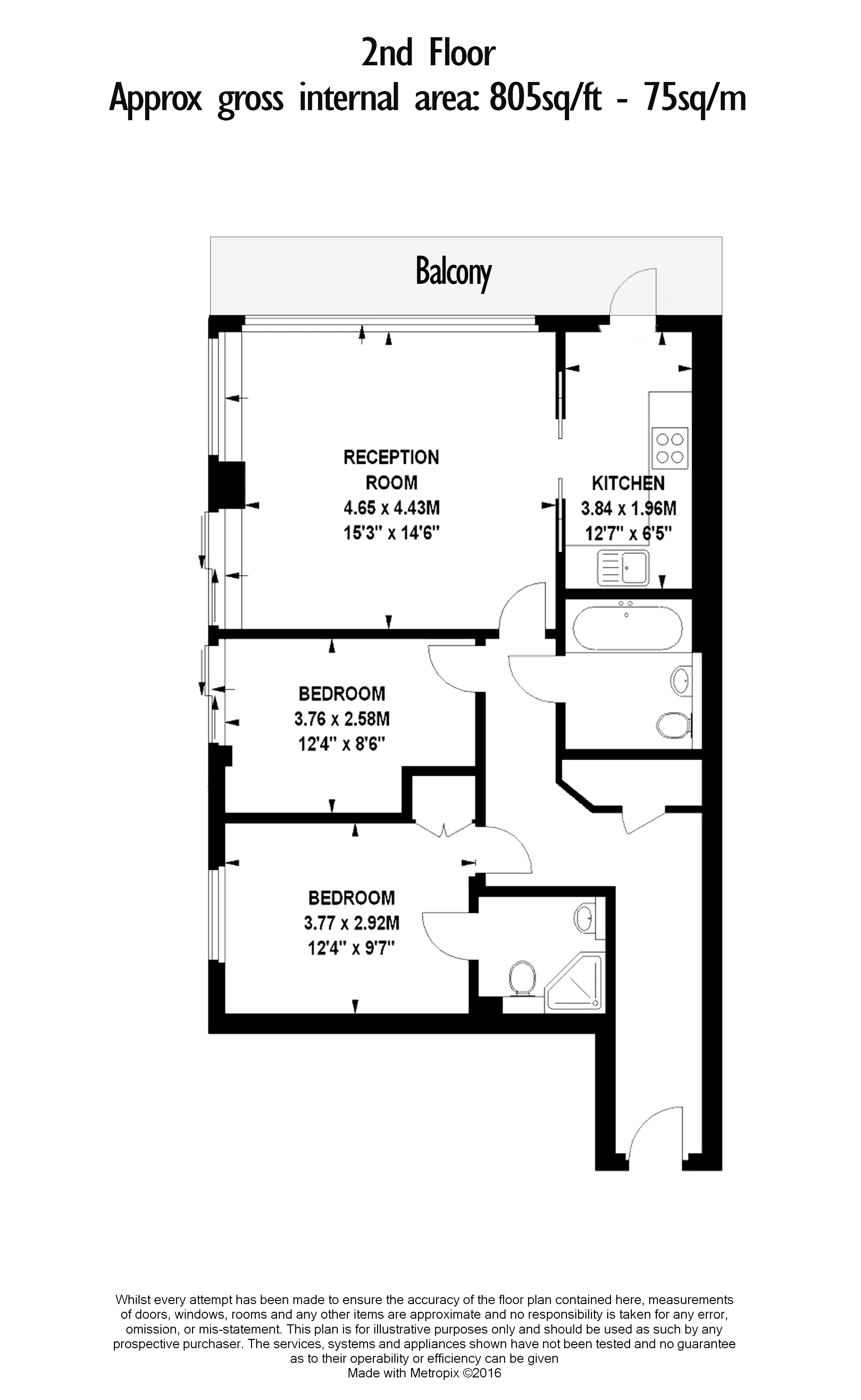 2 bedrooms flat to rent in Fountain House, The Boulevard, SW6-Floorplan
