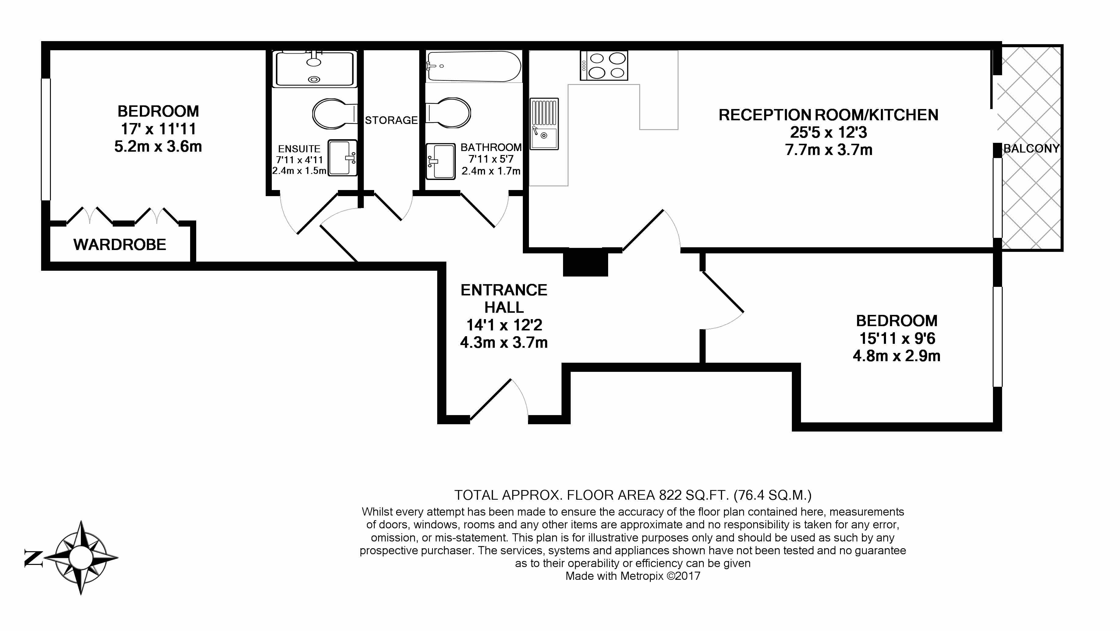 2  bedrooms flat to rent in Park Street, Fulham, SW6-Floorplan