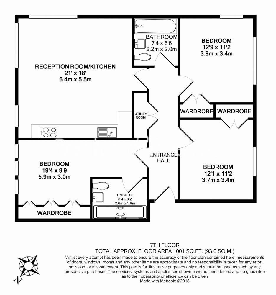 3  bedrooms flat to rent in Cummings House, Wandsworth, SW18-Floorplan