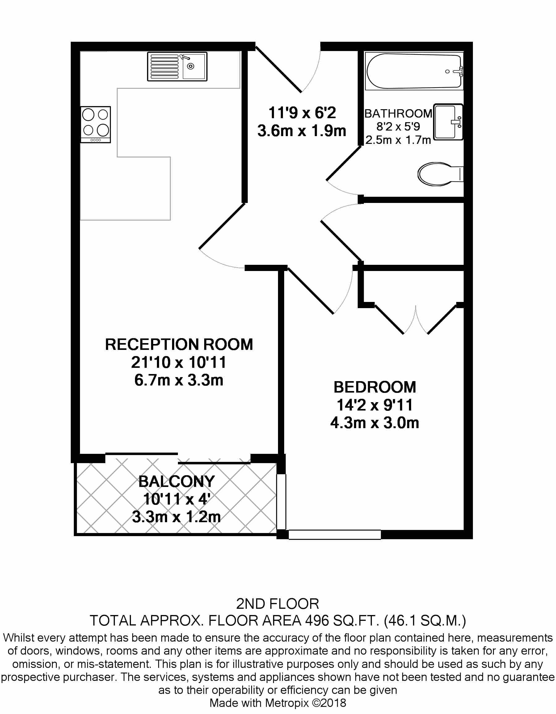 1  bedroom flat to rent in Lockside House, Thurstan Street, SW6-Floorplan