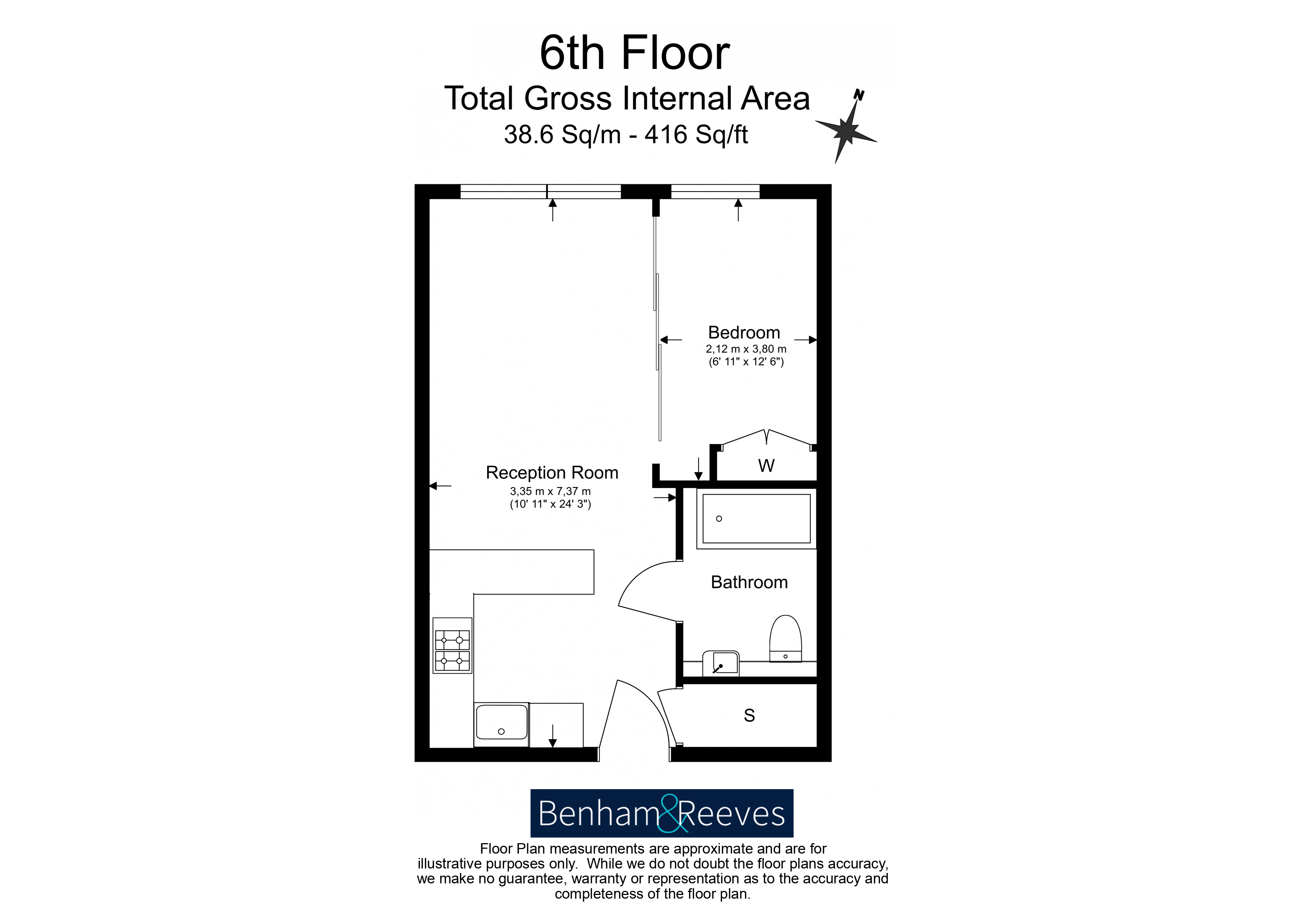 Studio flat to rent in Townmead Road, Imperial Wharf, SW6-Floorplan