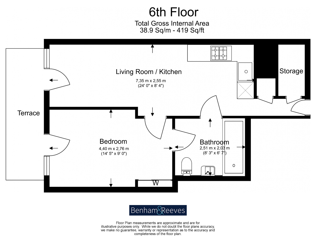 1  bedroom flat to rent in Discovery House, Juniper Drive, SW18-Floorplan