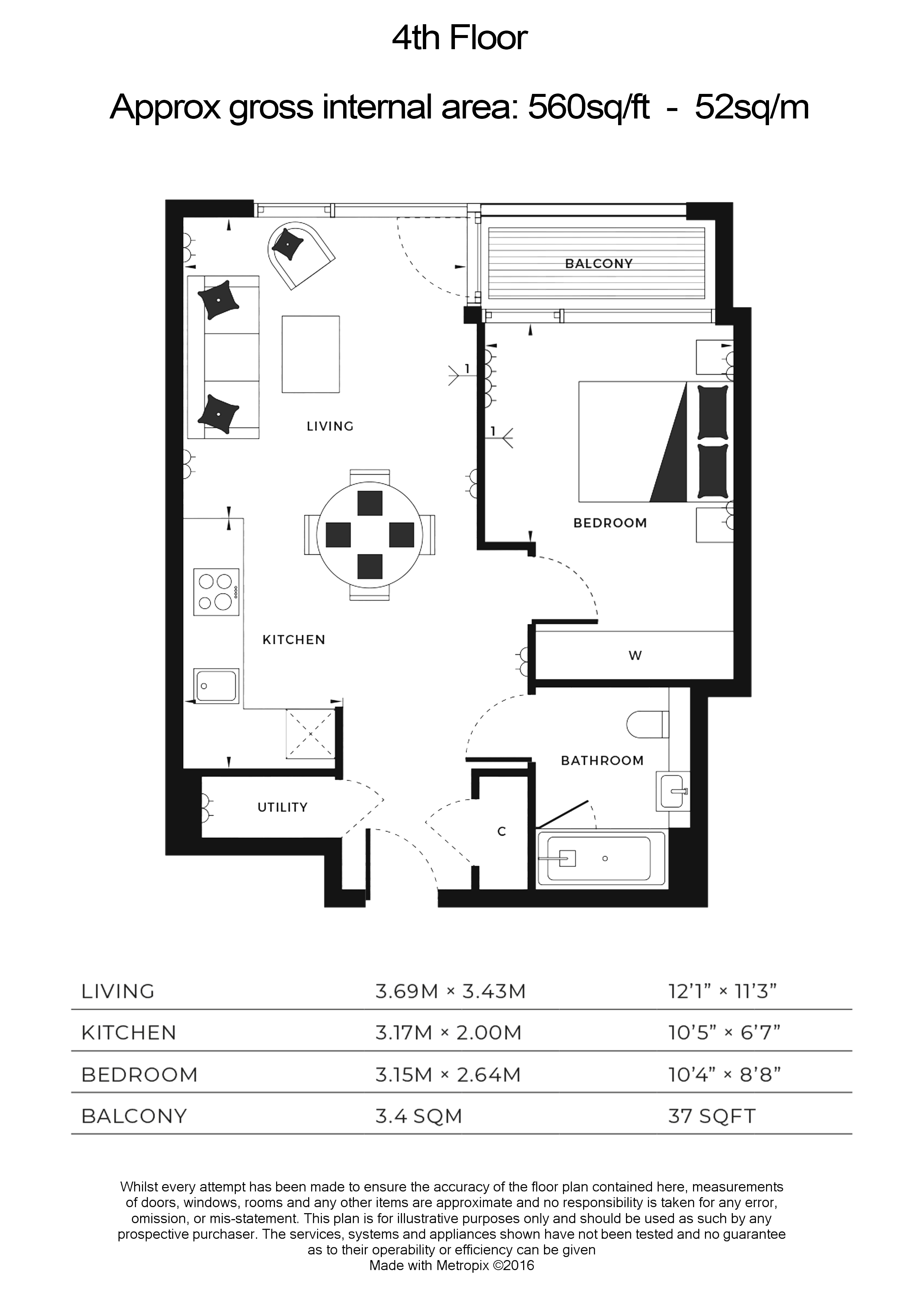 1  bedroom flat to rent in Lockgate Road, Imperial Wharf, SW6-Floorplan