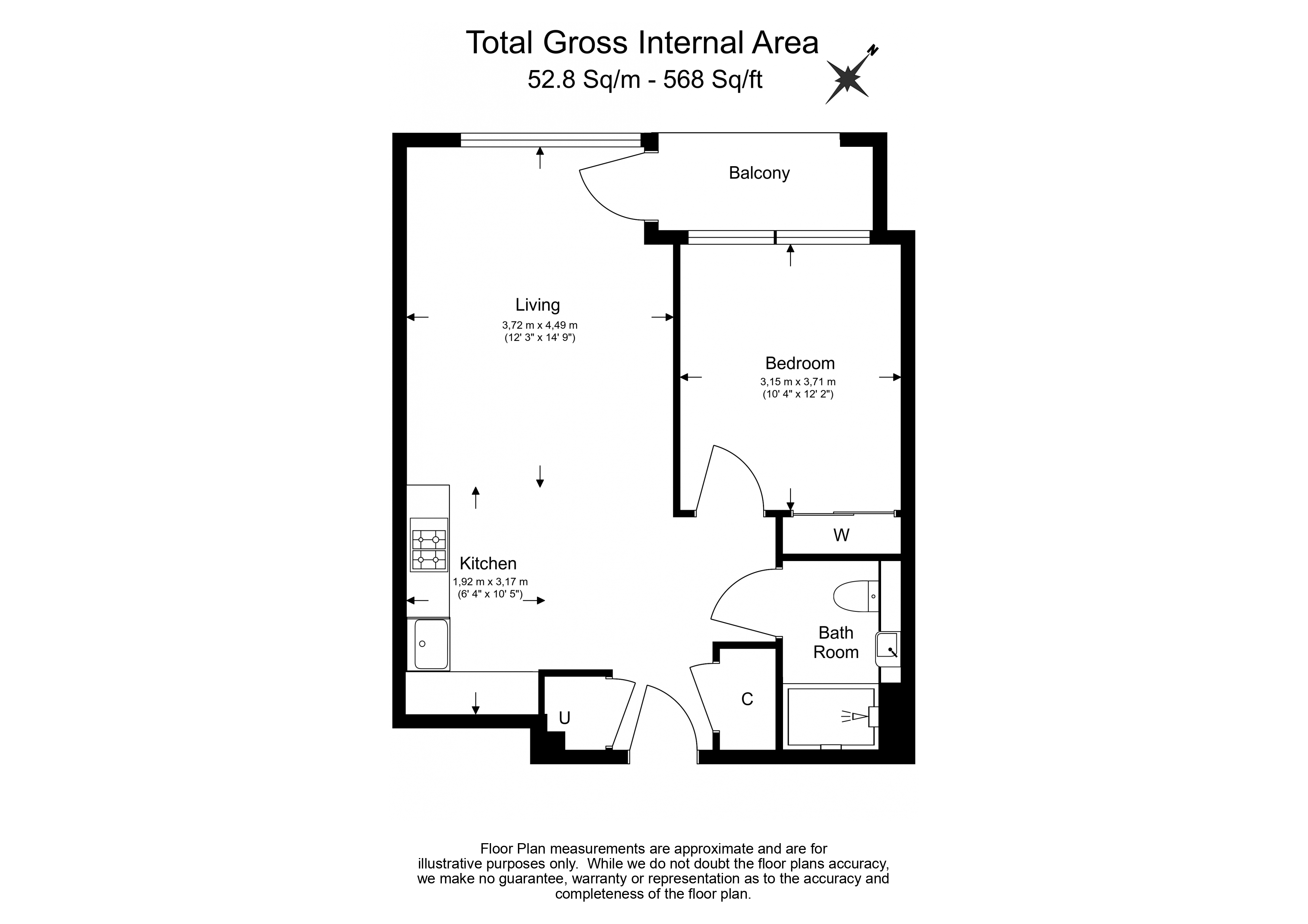 1  bedroom flat to rent in Lockgate Road, Imperial Wharf, SW6-Floorplan