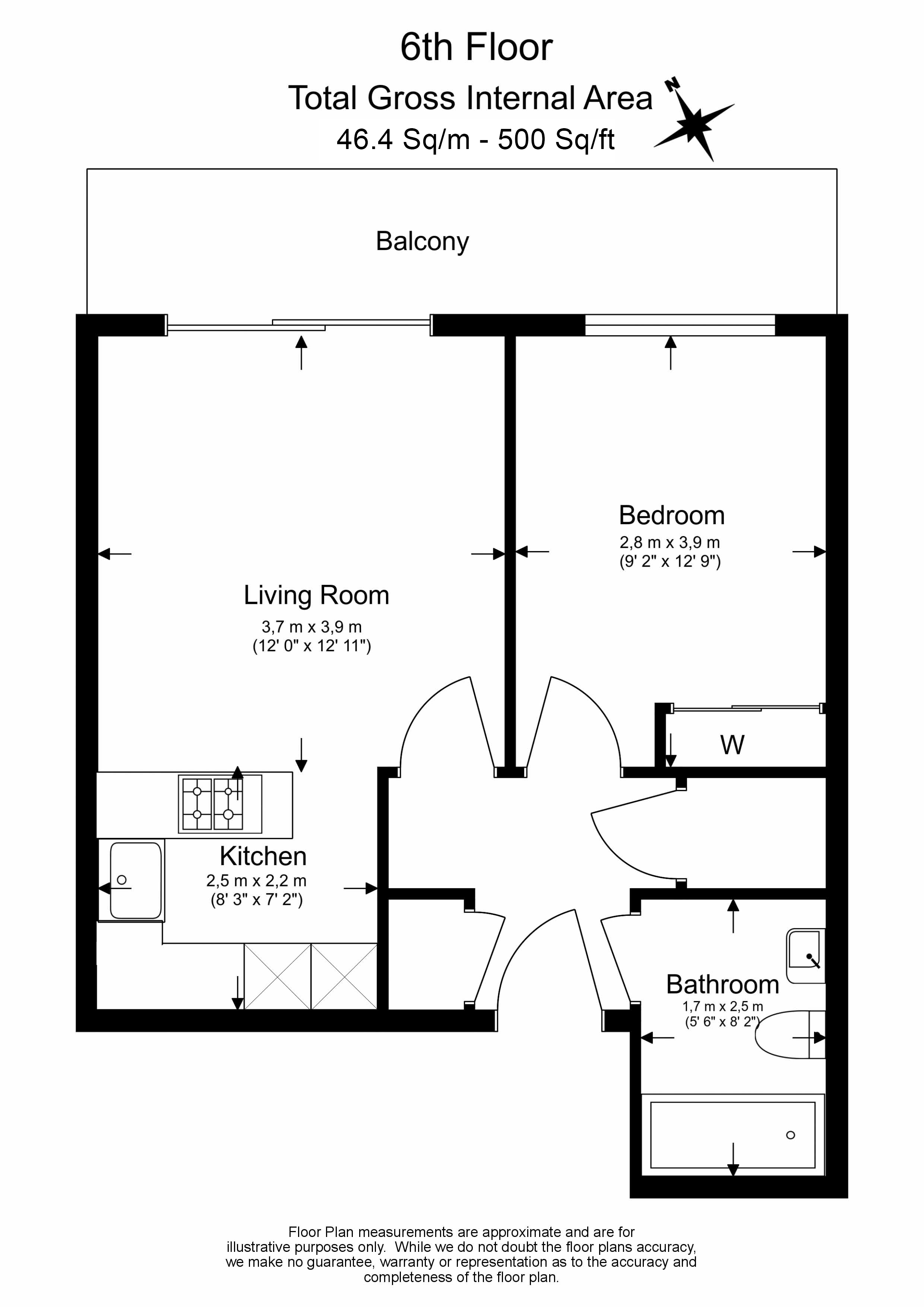 1  bedroom flat to rent in Townmead Road, Fulham, SW6-Floorplan
