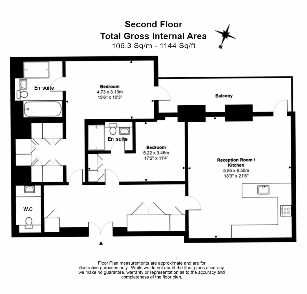 2 bedrooms flat to rent in Farm Lane, Fulham, SW6-Floorplan