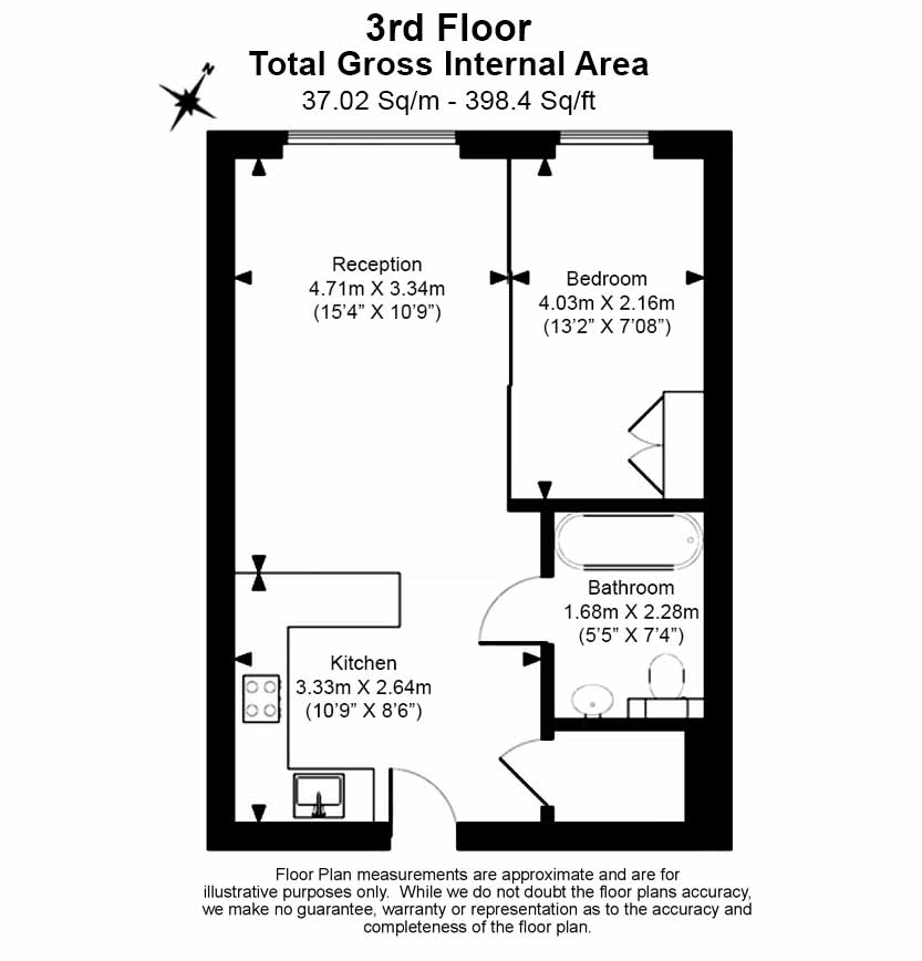 Studio flat to rent in Octavia House, Fulham, SW6-Floorplan