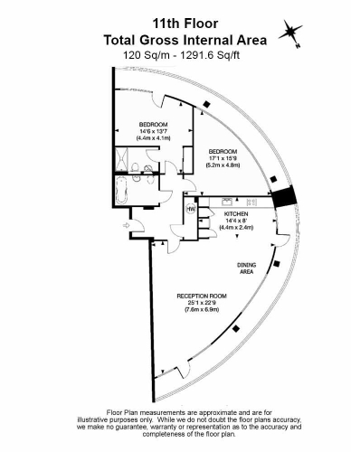 2 bedrooms flat to rent in Bridges Court Road, Battersea, SW11-Floorplan