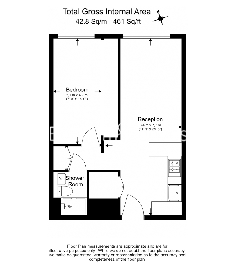 1  bedroom flat to rent in Park Street, Fulham, SW6-Floorplan