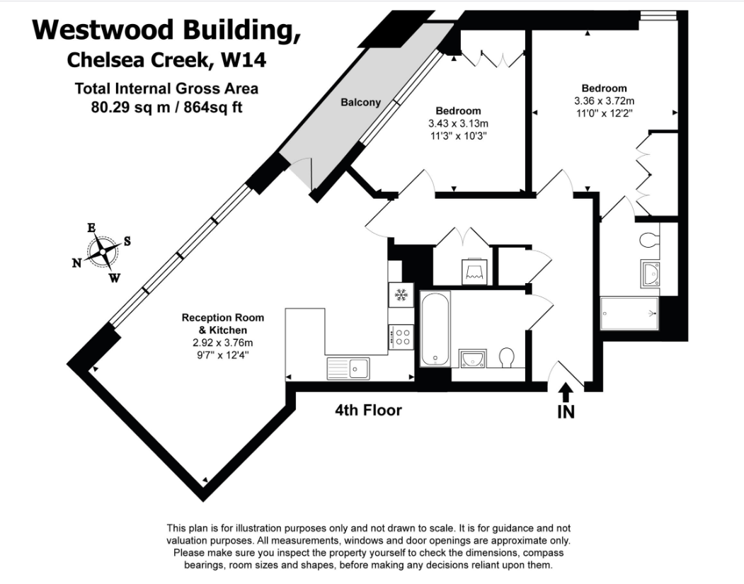 2  bedrooms flat to rent in Lockgate Road, Imperial Wharf, SW6-Floorplan
