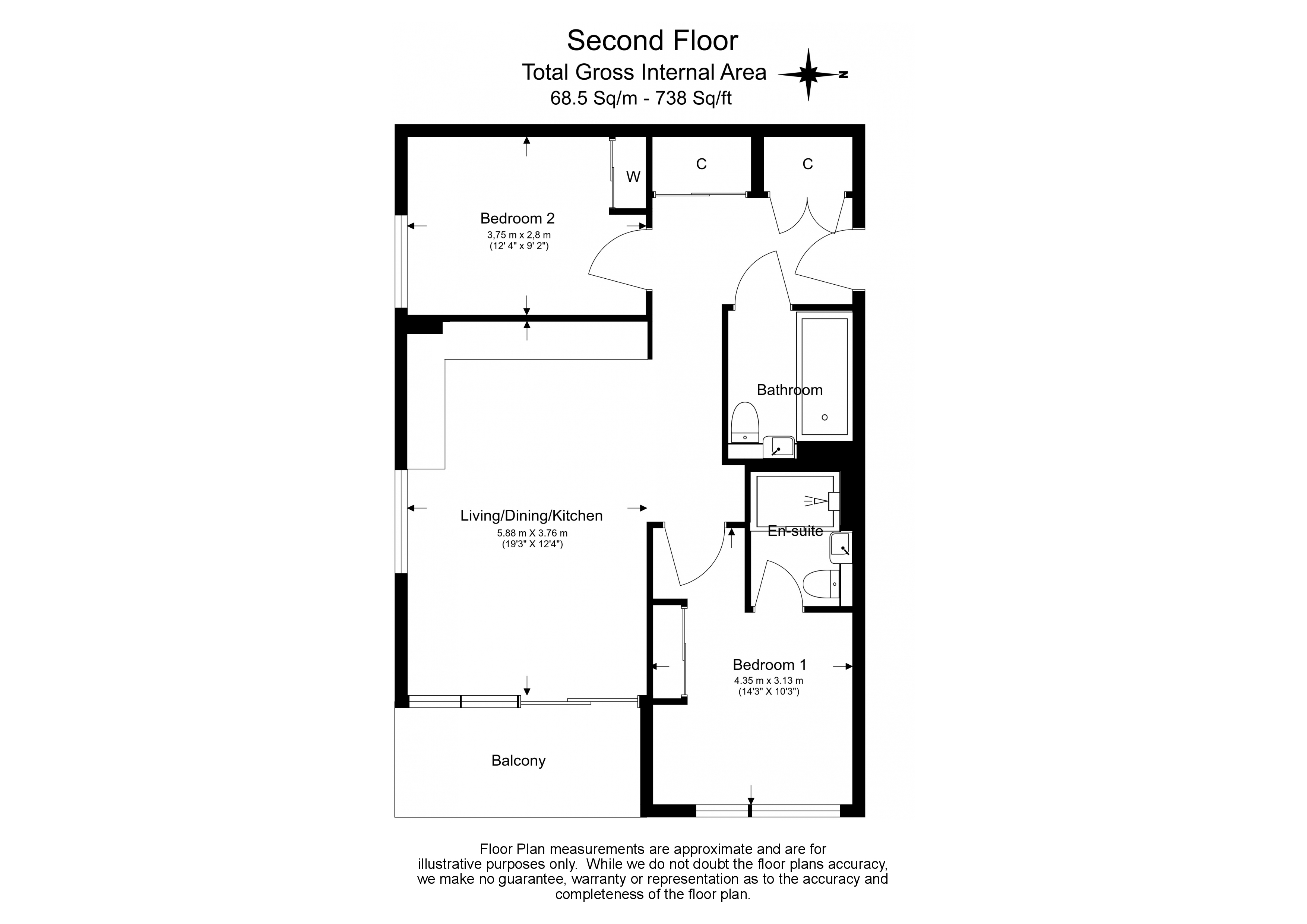 2  bedrooms flat to rent in Parkland Walk, Imperial Wharf, SW6-Floorplan