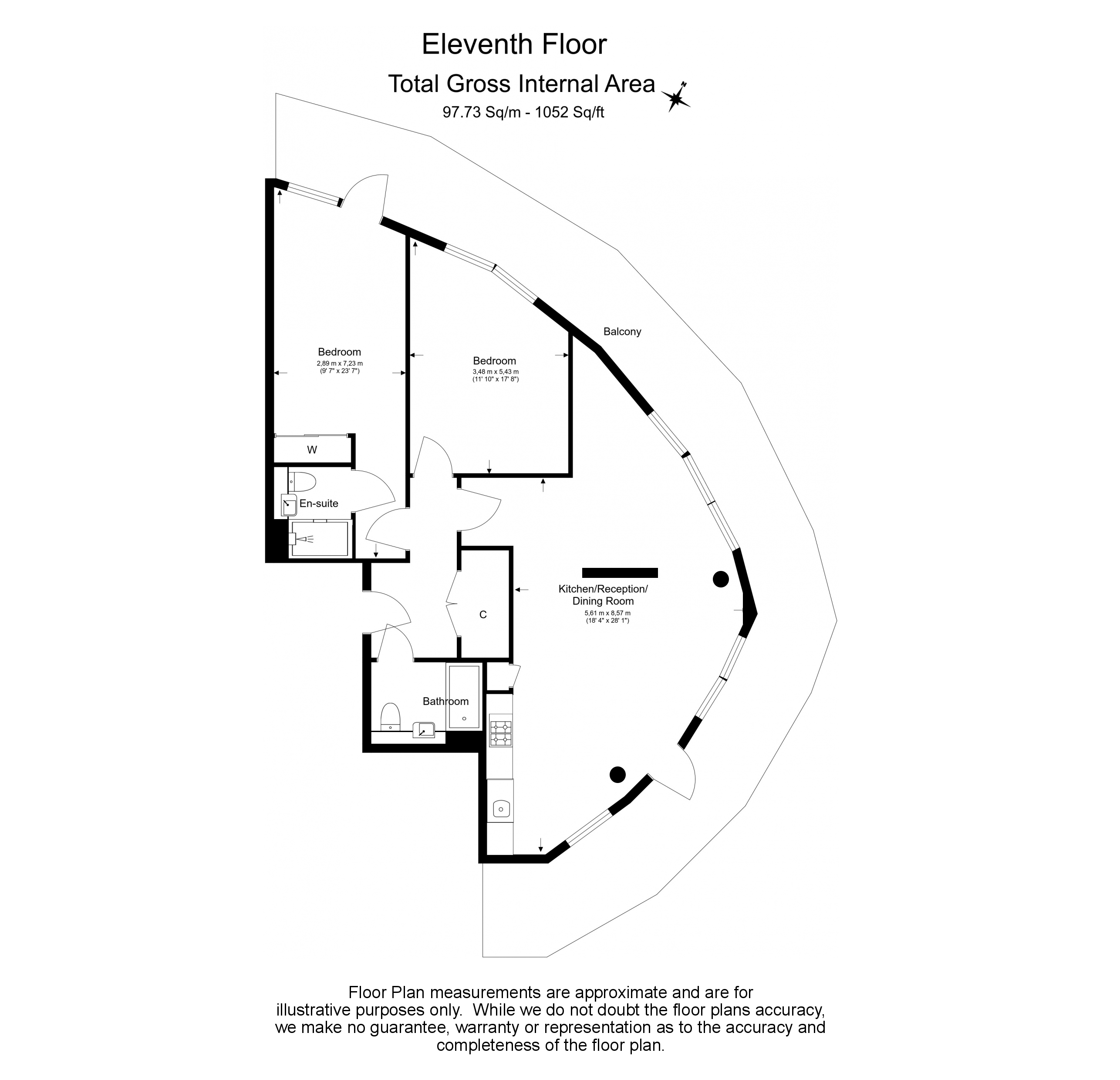 2  bedrooms flat to rent in Lombard Wharf, Lombard Road, SW11-Floorplan