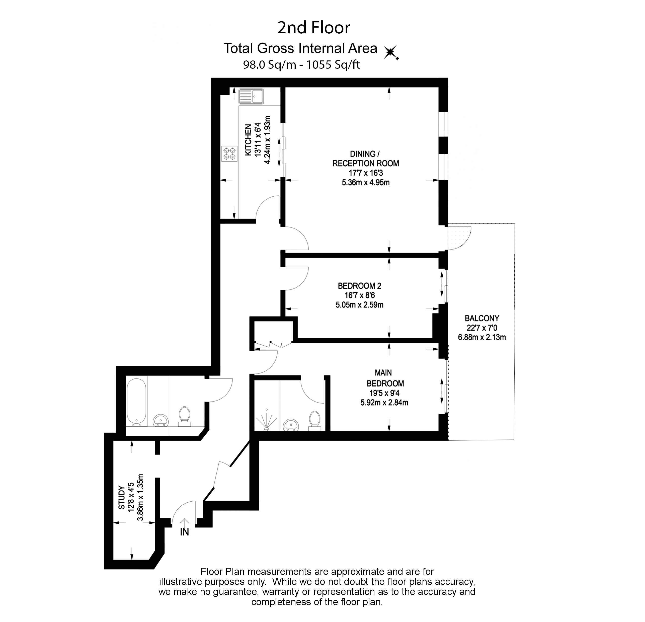 2  bedrooms flat to rent in Fountain House, The Boulevard, SW6-Floorplan