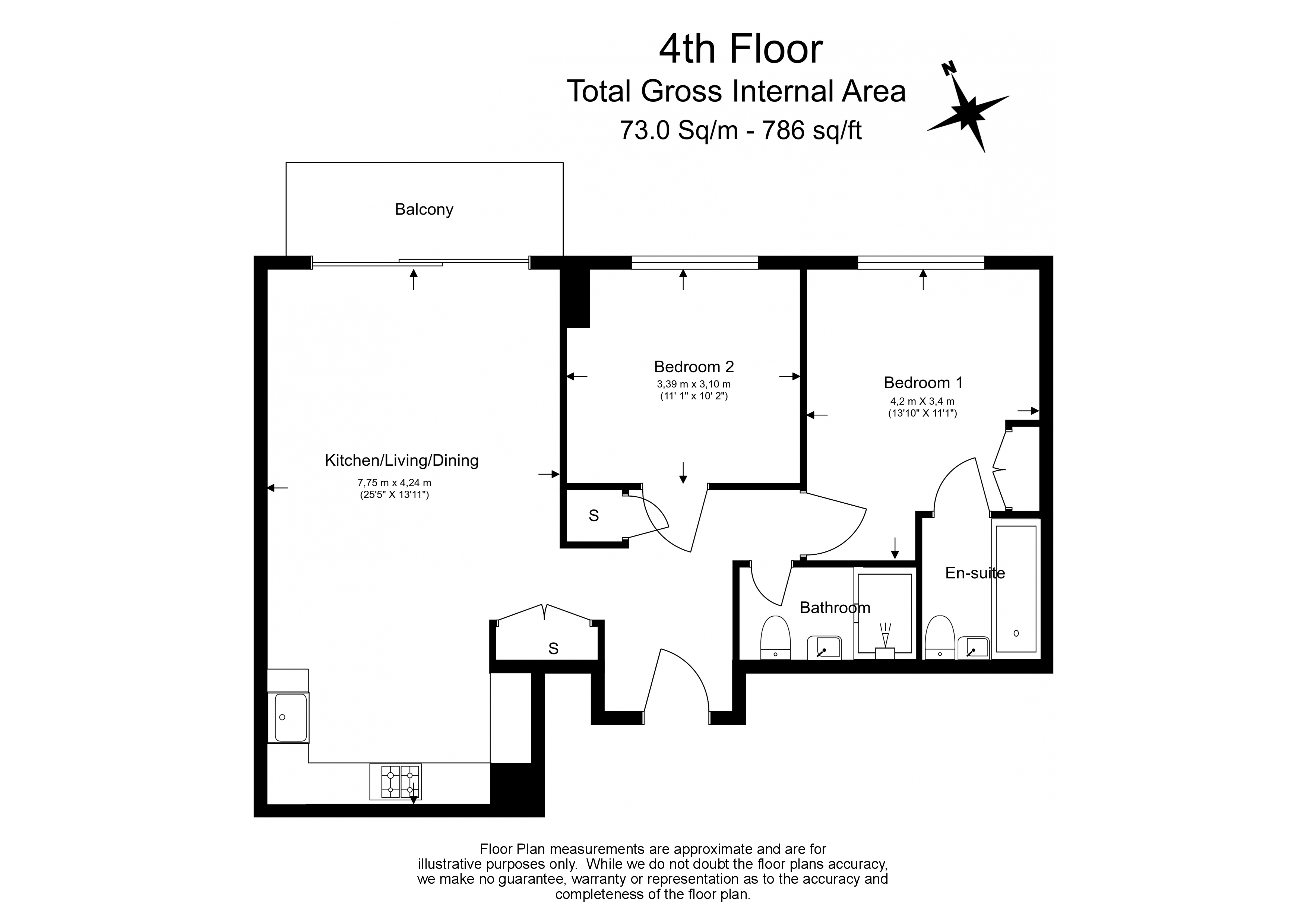 2 bedrooms flat to rent in Saxon House, Kings Road Park, SW6-Floorplan