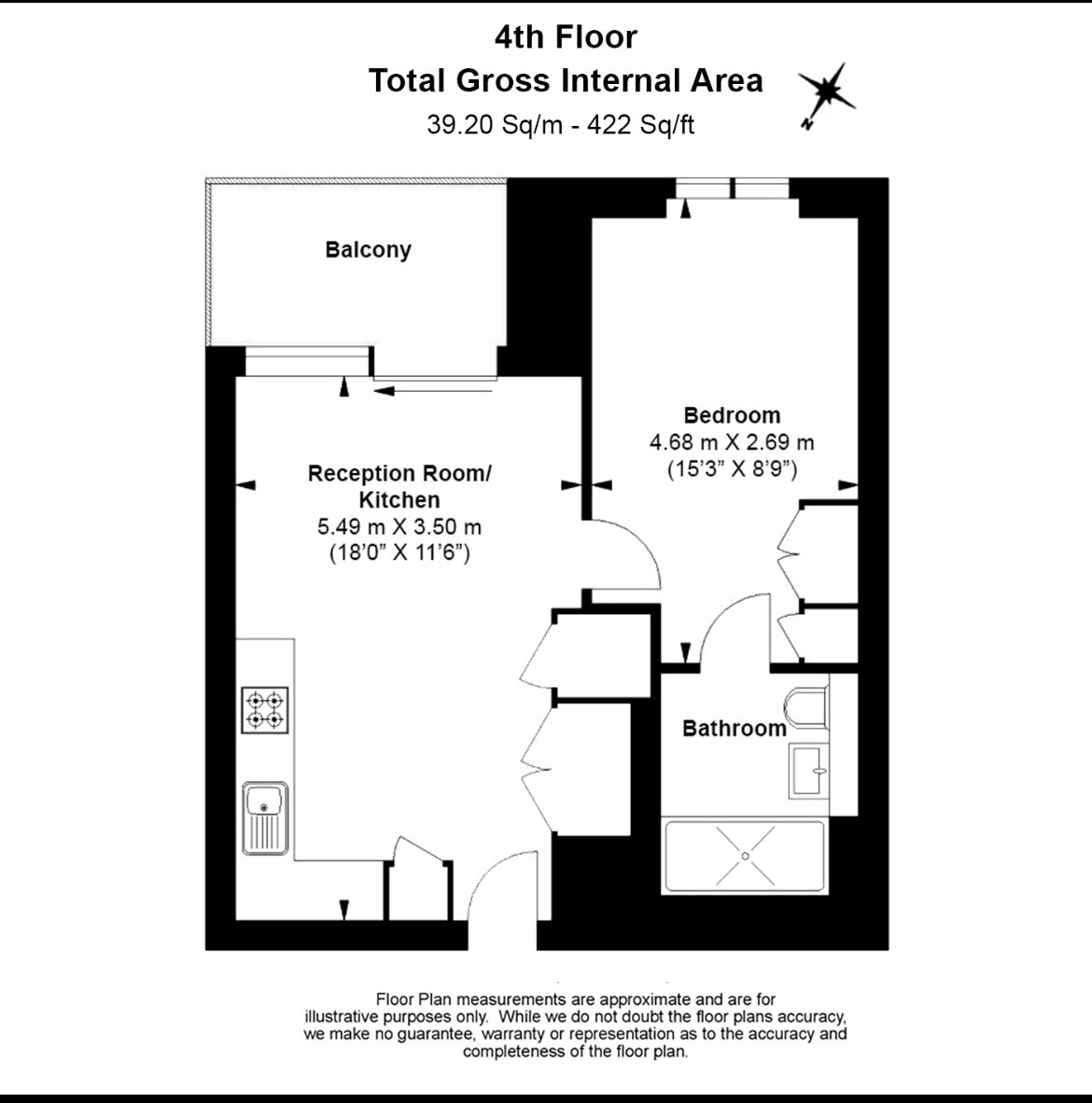 1  bedroom flat to rent in Michael Road, Imperial Wharf, SW6-Floorplan