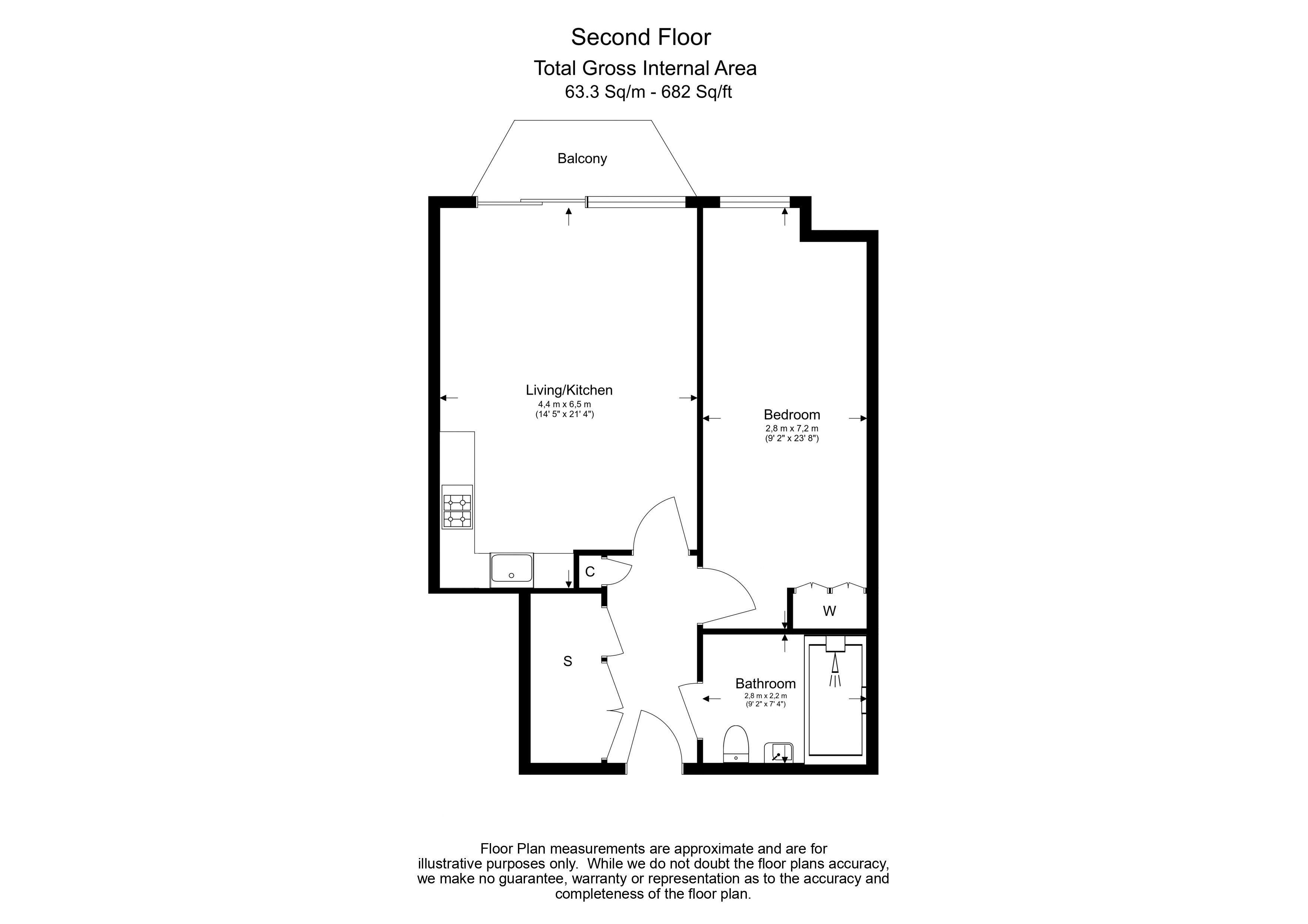 1  bedroom flat to rent in Lighterman Towers, Harbour Avenue, SW10-Floorplan