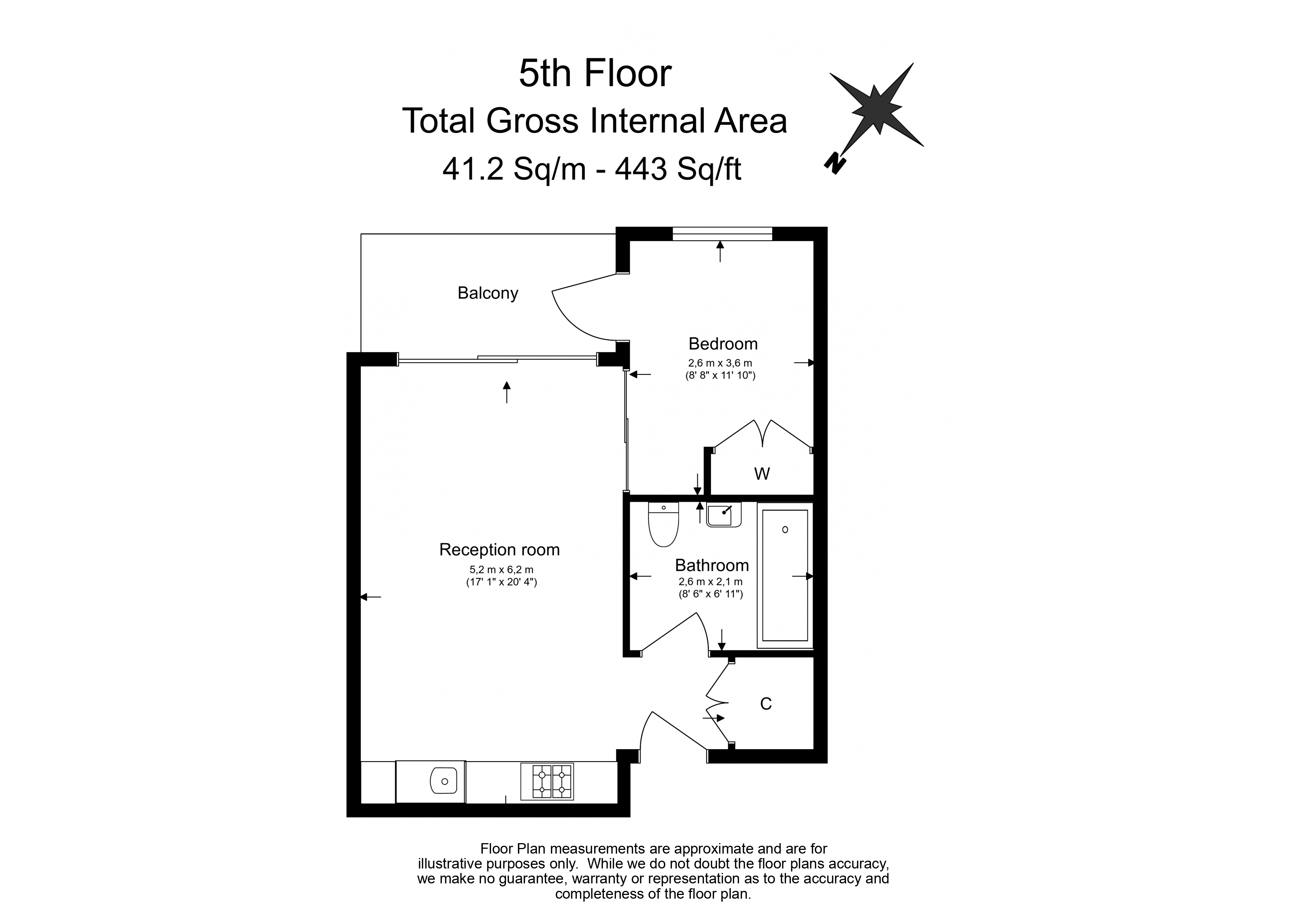 1  bedroom flat to rent in Dockside House, Park Street, SW6-Floorplan