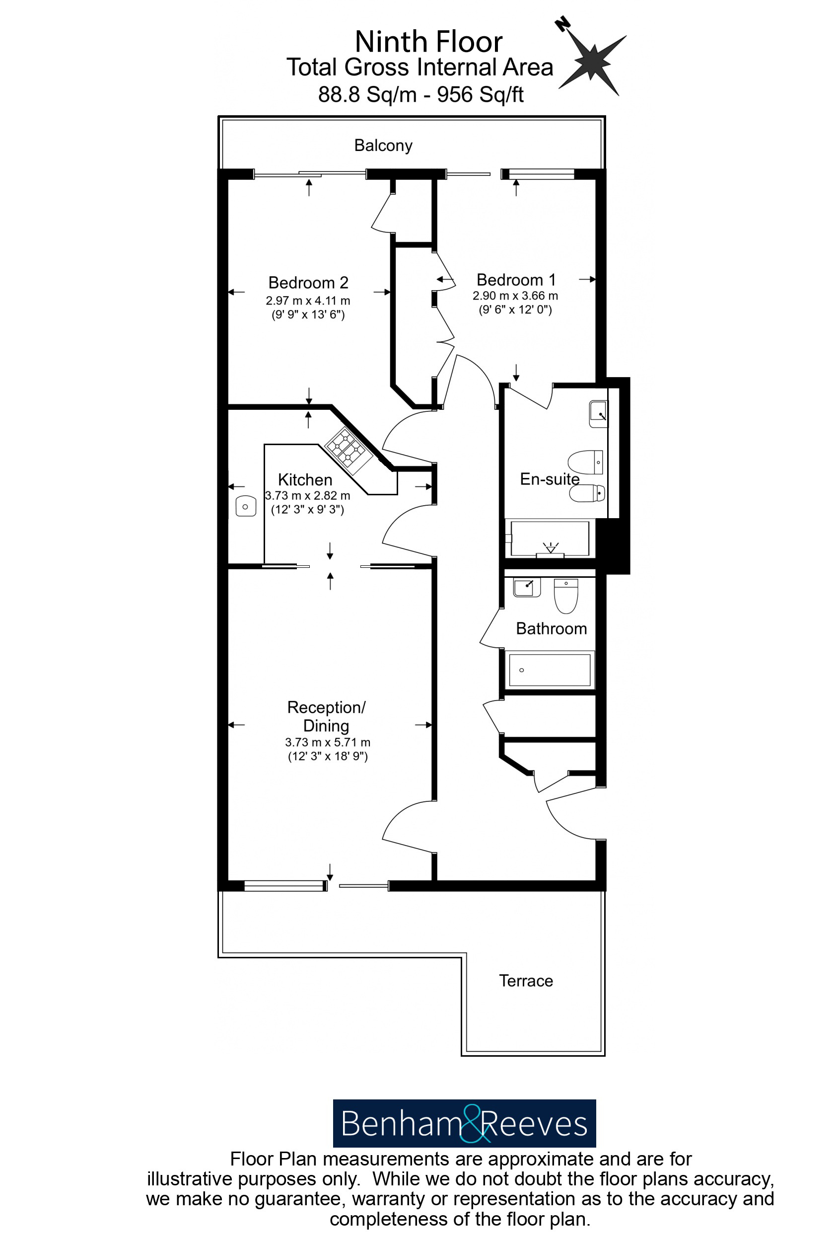 2  bedrooms flat to rent in Harbour Reach, The Boulevard,Imperial Wharf, SW6-Floorplan