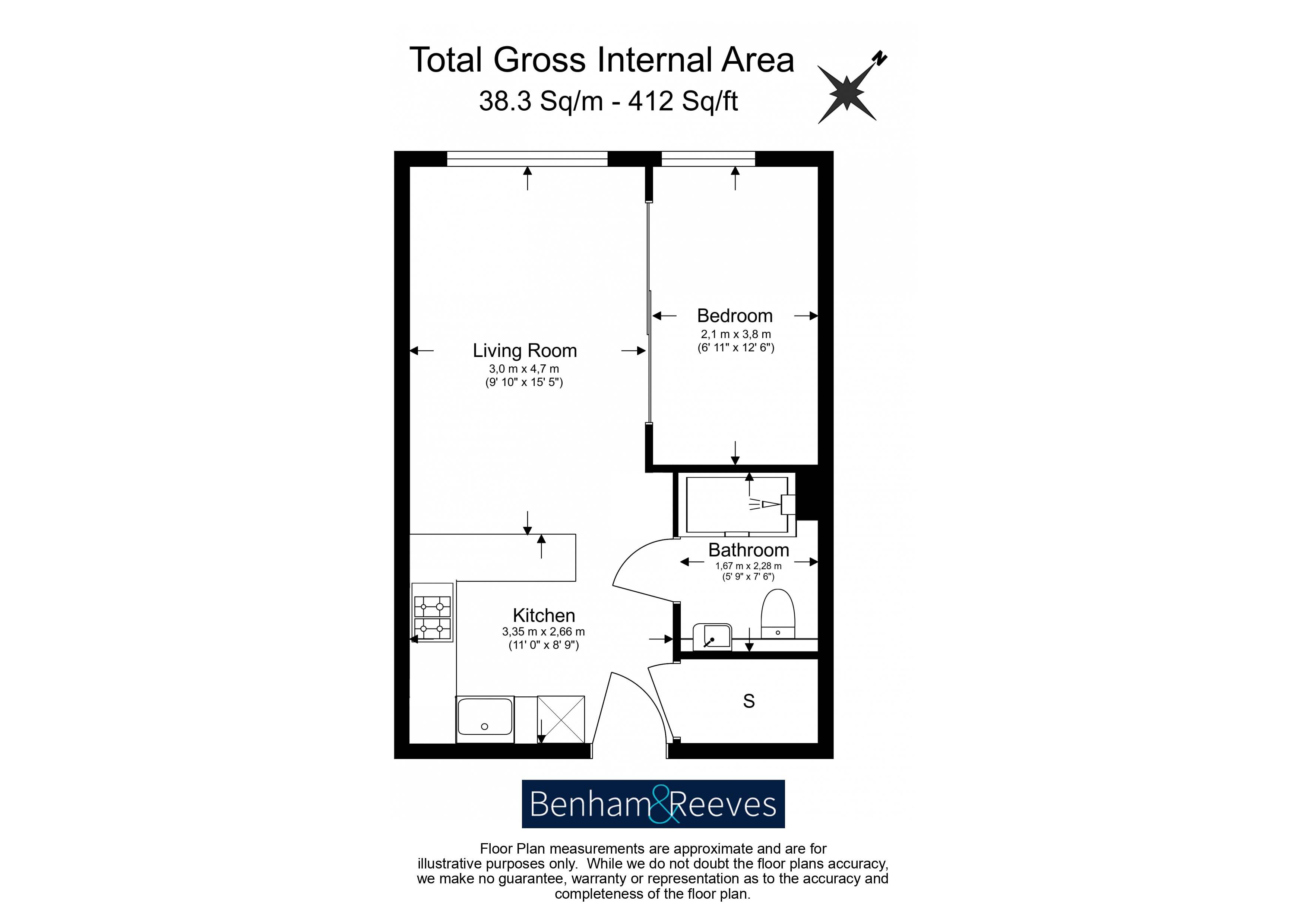1  bedroom flat to rent in Octavia House, Townmead Road, SW6-Floorplan