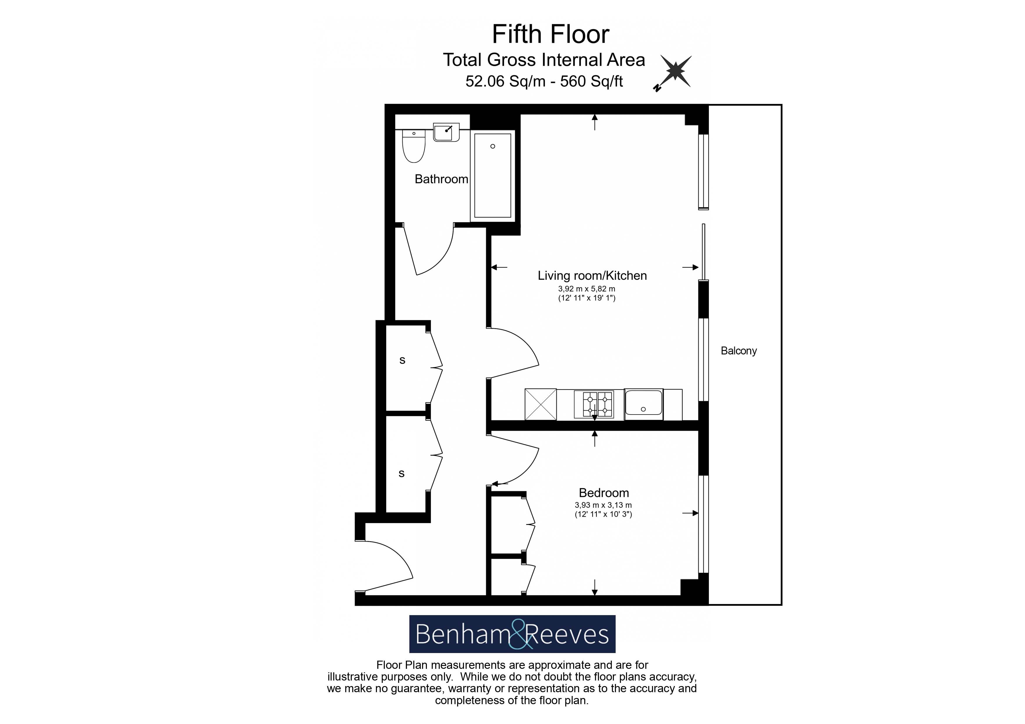 1  bedroom flat to rent in Duval House, Grant Road, SW11-Floorplan