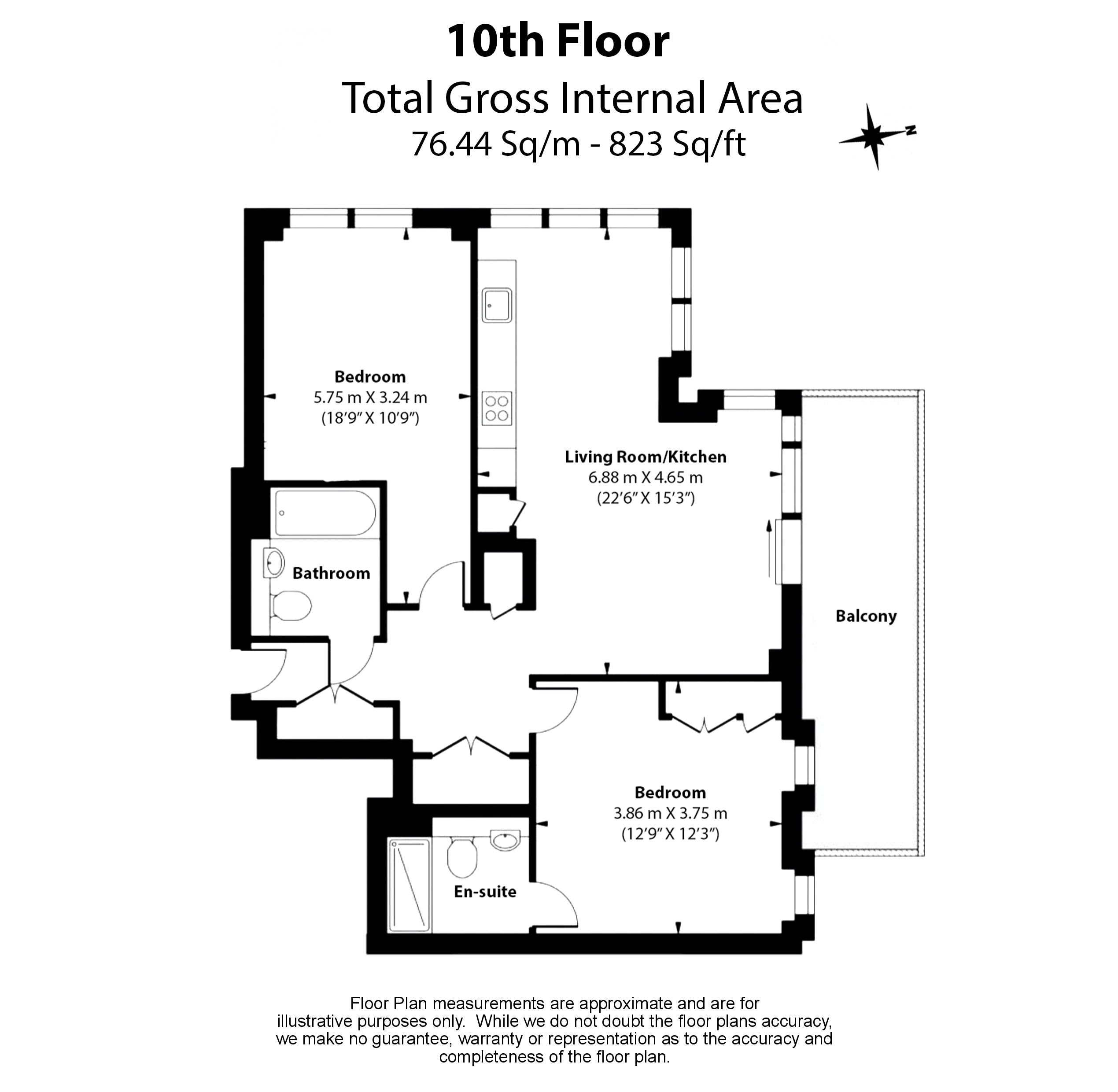 2  bedrooms flat to rent in Duval House, Clapham, SW11-Floorplan