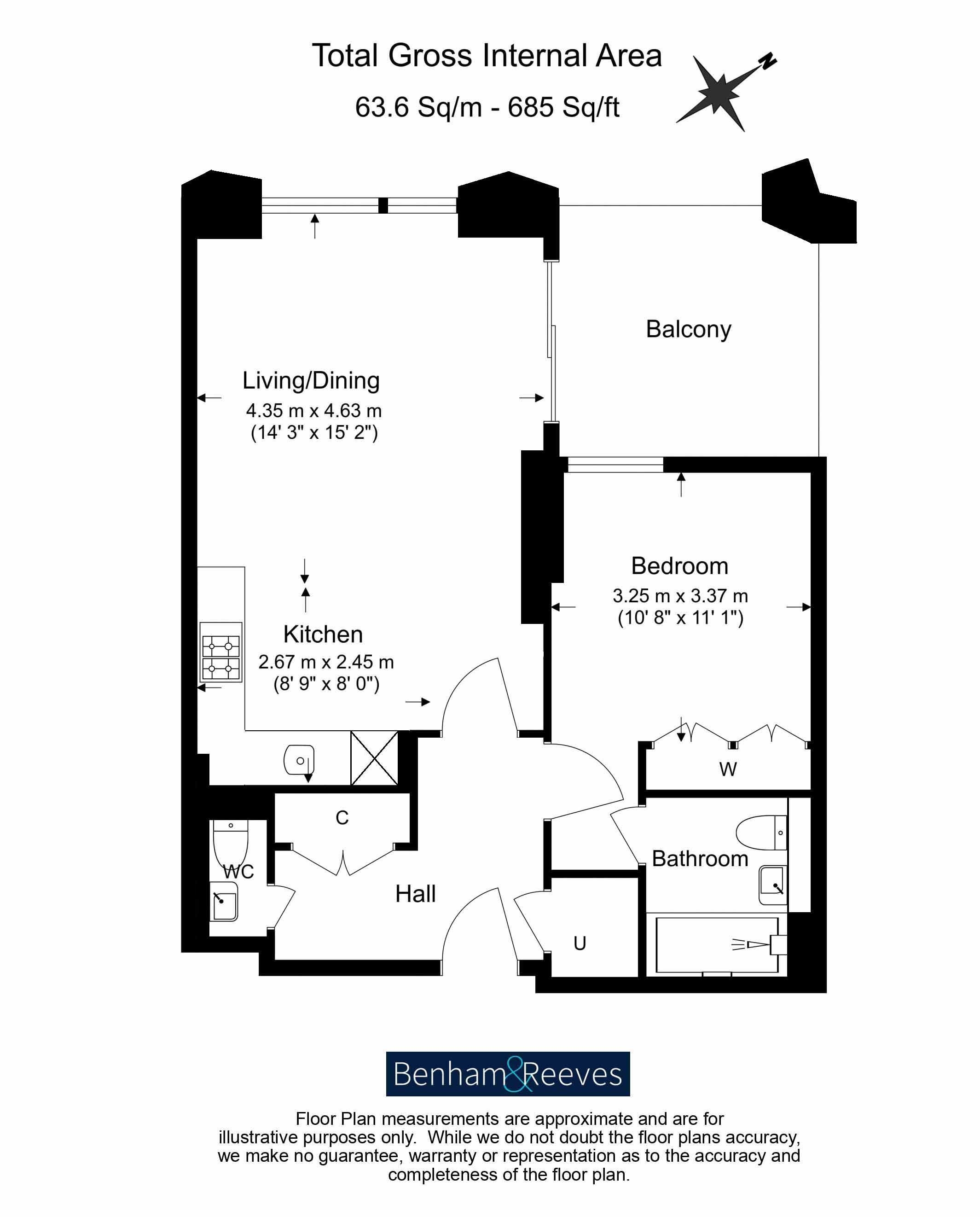 1  bedroom flat to rent in Chelsea creek, Kings Tower, SW6-Floorplan