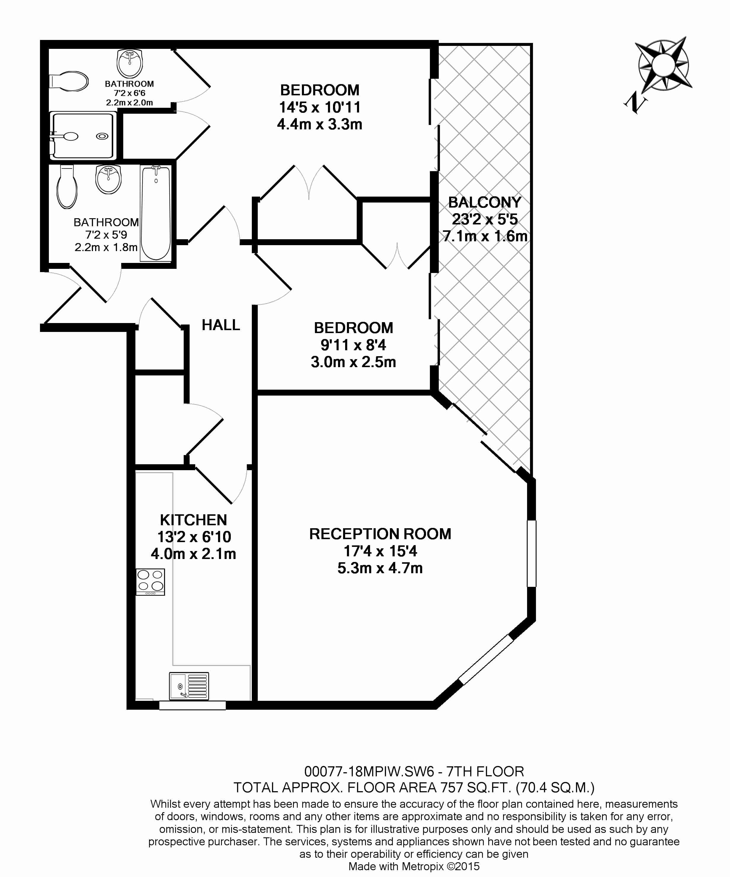 2  bedrooms flat to rent in The Boulevard, Fulham, SW6-Floorplan