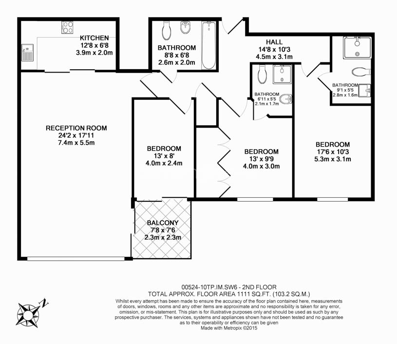 3 bedrooms flat to rent in The Boulevard, Fulham, SW6-Floorplan