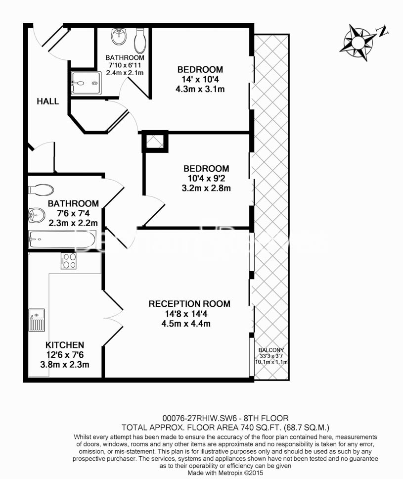 2  bedrooms flat to rent in Imperial Wharf, Fulham, SW6-Floorplan