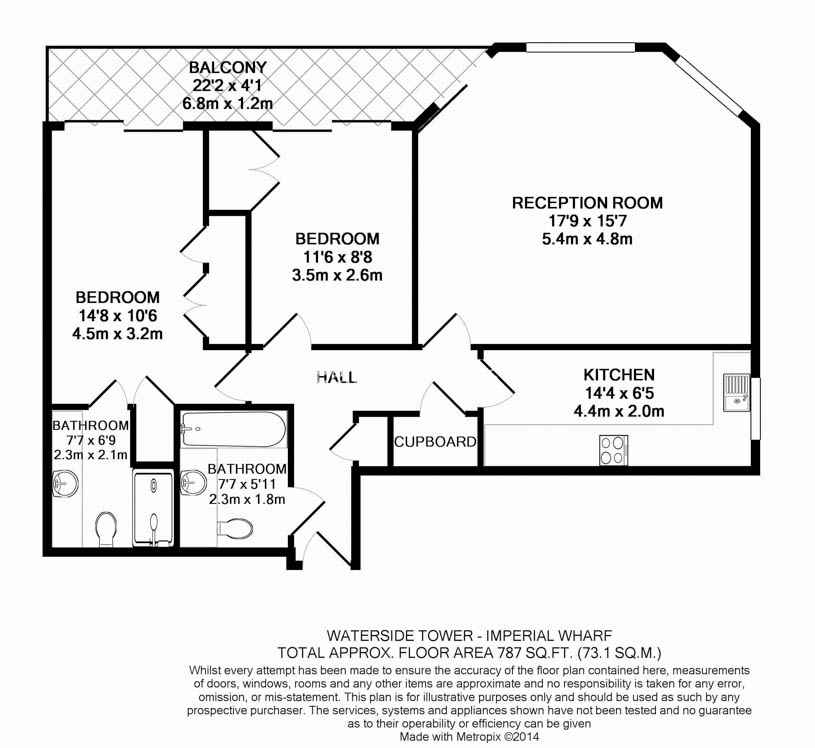 2  bedrooms flat to rent in The Boulevard, Fulham, SW6-Floorplan