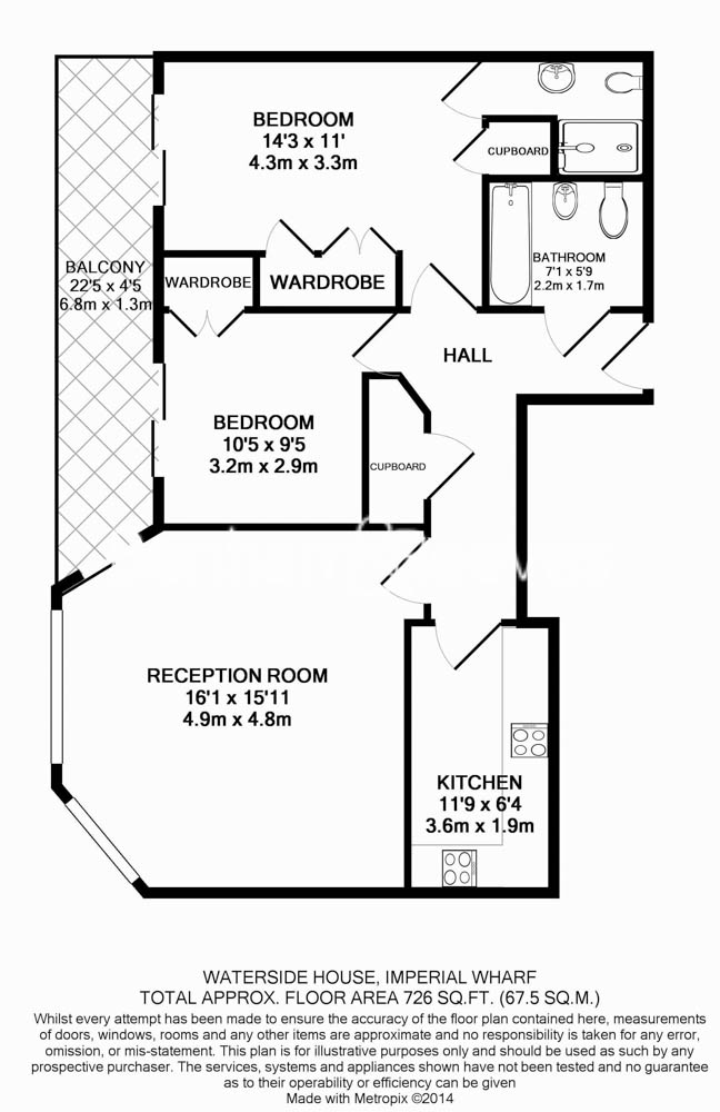 2  bedrooms flat to rent in The Boulevard, Fulham, SW6-Floorplan