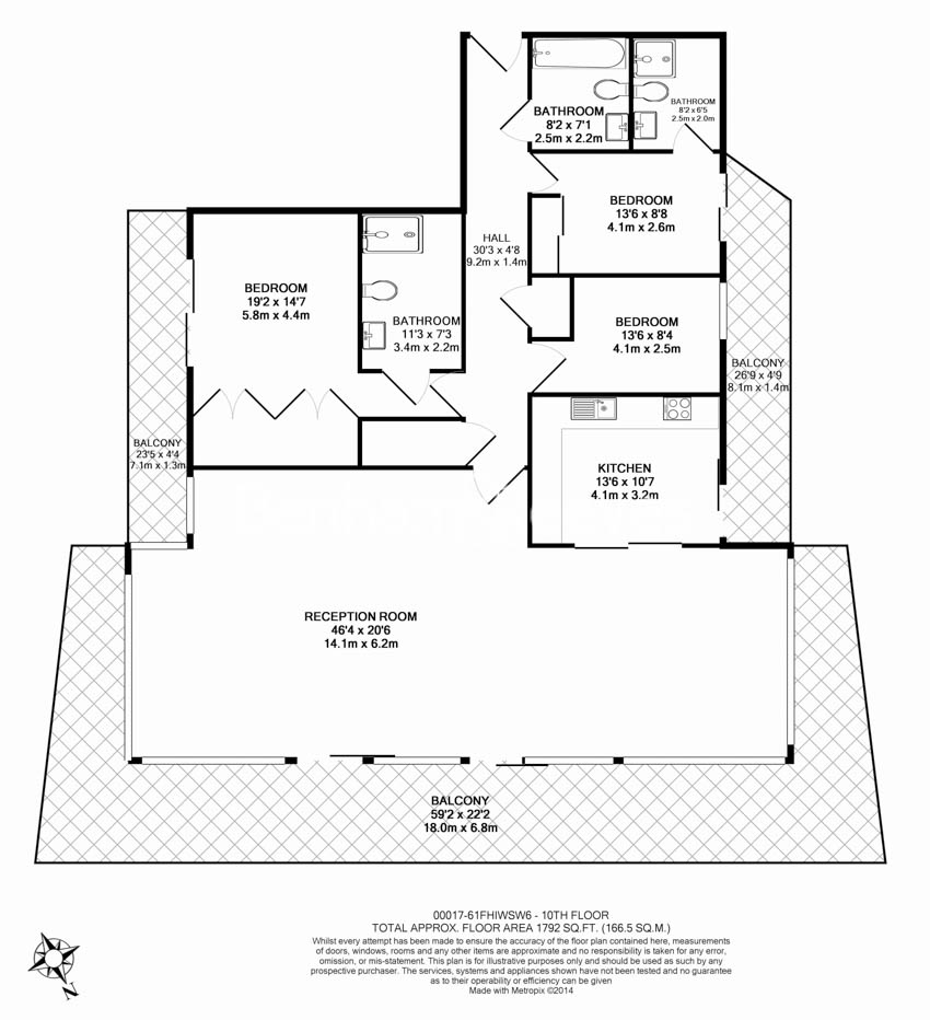 3 bedrooms flat to rent in The Boulevard, Fulham, SW6-Floorplan