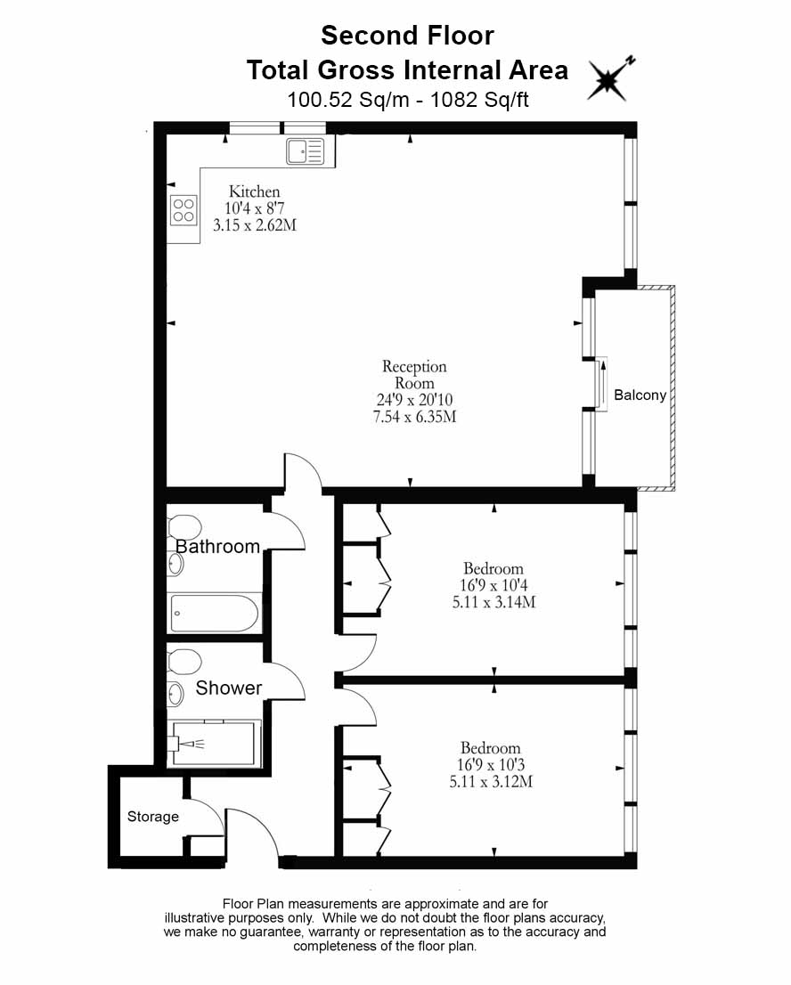 2  bedrooms flat to rent in Shepherds Hill, Highgate, N6-Floorplan