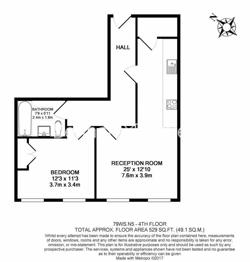 1  bedroom flat to rent in Highbury Stadium Square, Highbury, N5-Floorplan