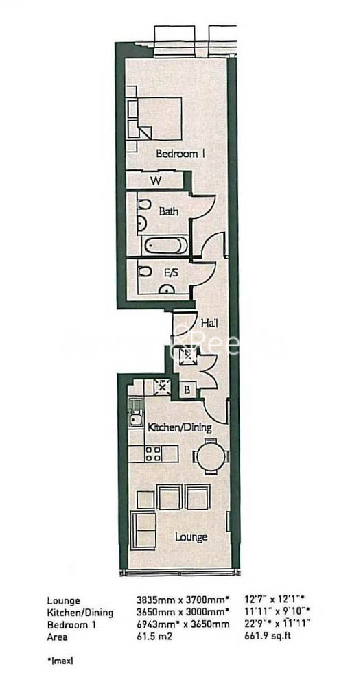 1 bedroom flat to rent in Highbury Stadium Square, Highbury, N5-Floorplan