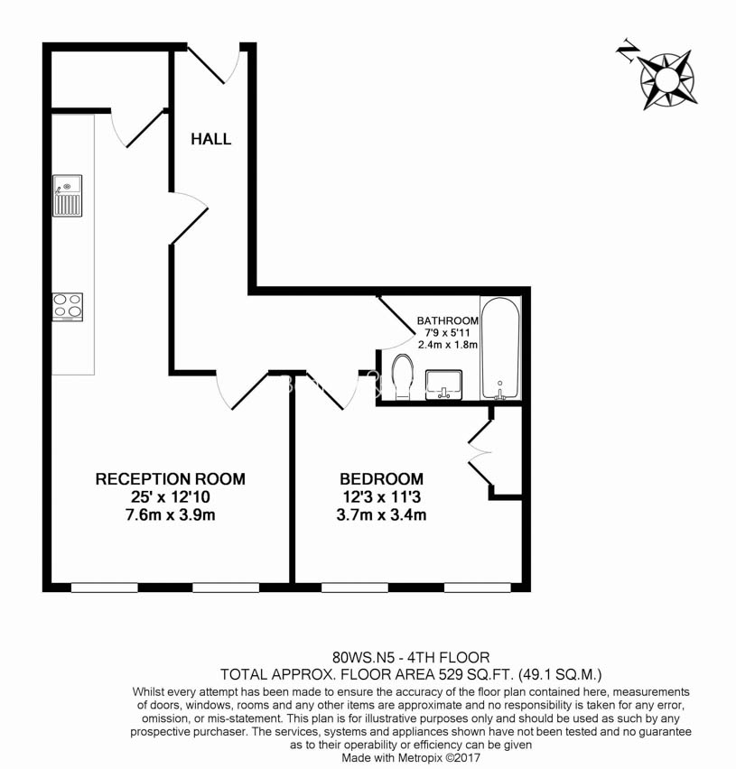 1  bedroom flat to rent in West Stand Apartments, Highbury Stadium Square, N5-Floorplan