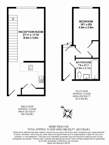 1 bedroom flat to rent in Highbury Stadium Square, Highbury, N5-Floorplan